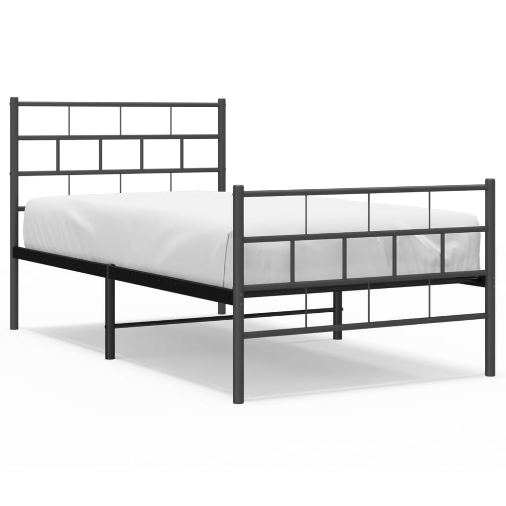 vidaXL Cadre de lit métal sans matelas et pied de lit noir 100x200 cm