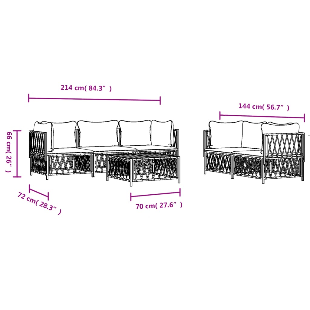 vidaXL Salon de jardin avec coussins 6 pcs anthracite acier