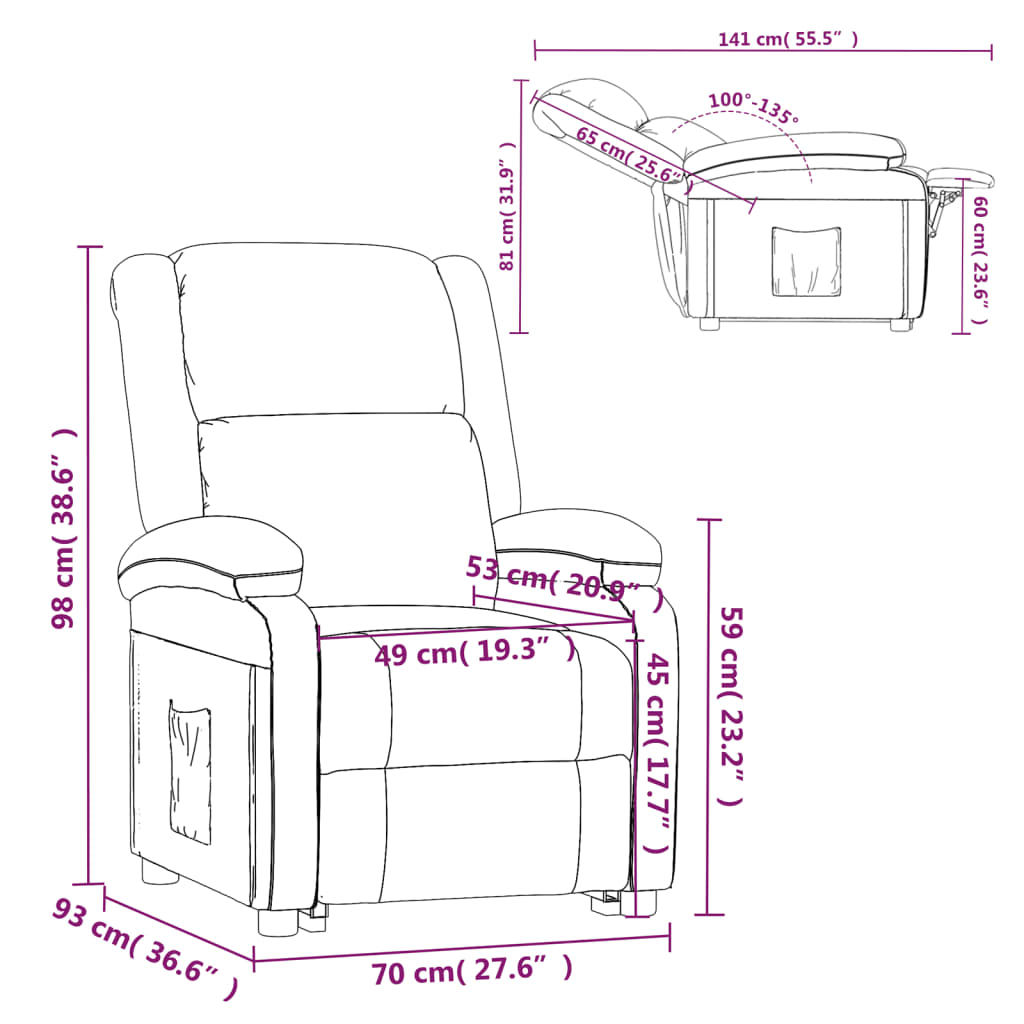 vidaXL Fauteuil inclinable Gris foncé Tissu