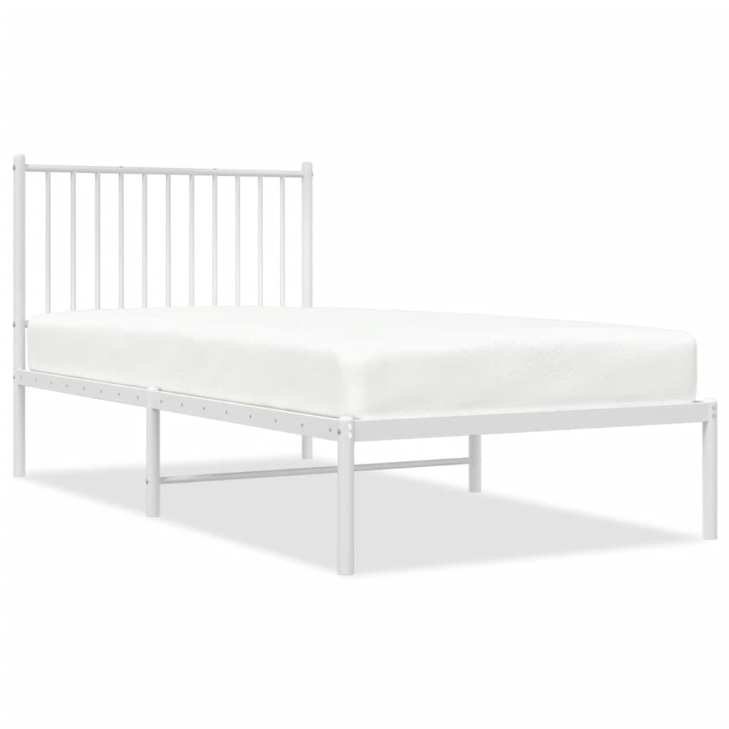 vidaXL Cadre de lit métal sans matelas avec tête de lit blanc 90x190cm