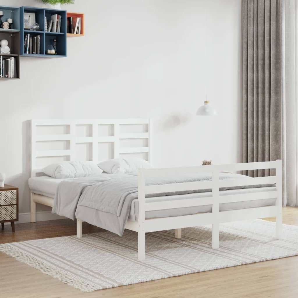 vidaXL Cadre de lit Blanc Bois massif 120x200 cm