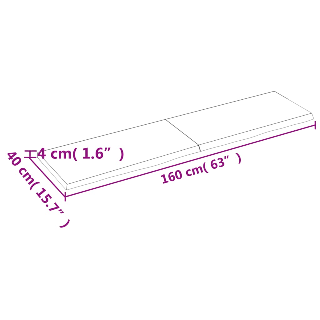 vidaXL Comptoir de salle de bain 160x40x(2-4)cm bois massif non traité