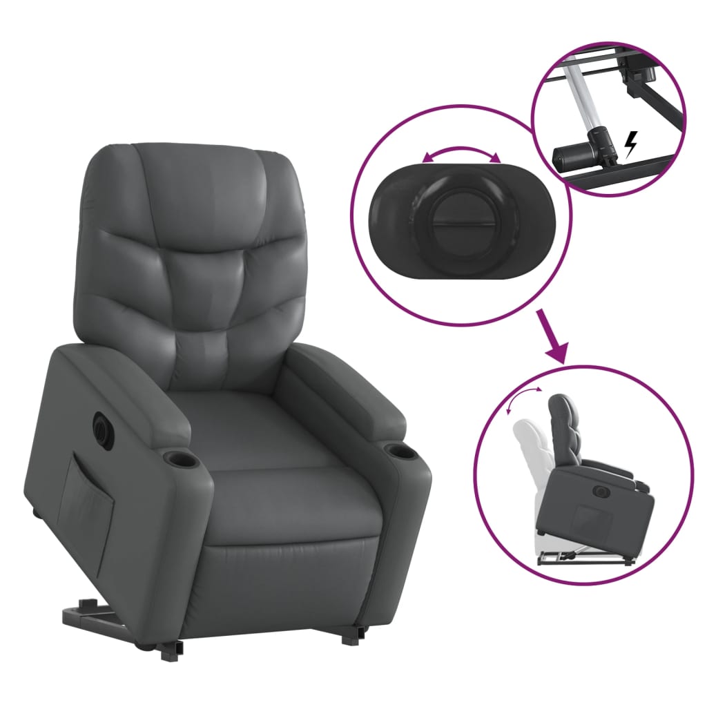 vidaXL Fauteuil inclinable électrique gris similicuir