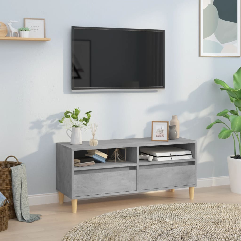 vidaXL Meuble TV gris béton 100x34,5x44,5 cm bois d'ingénierie