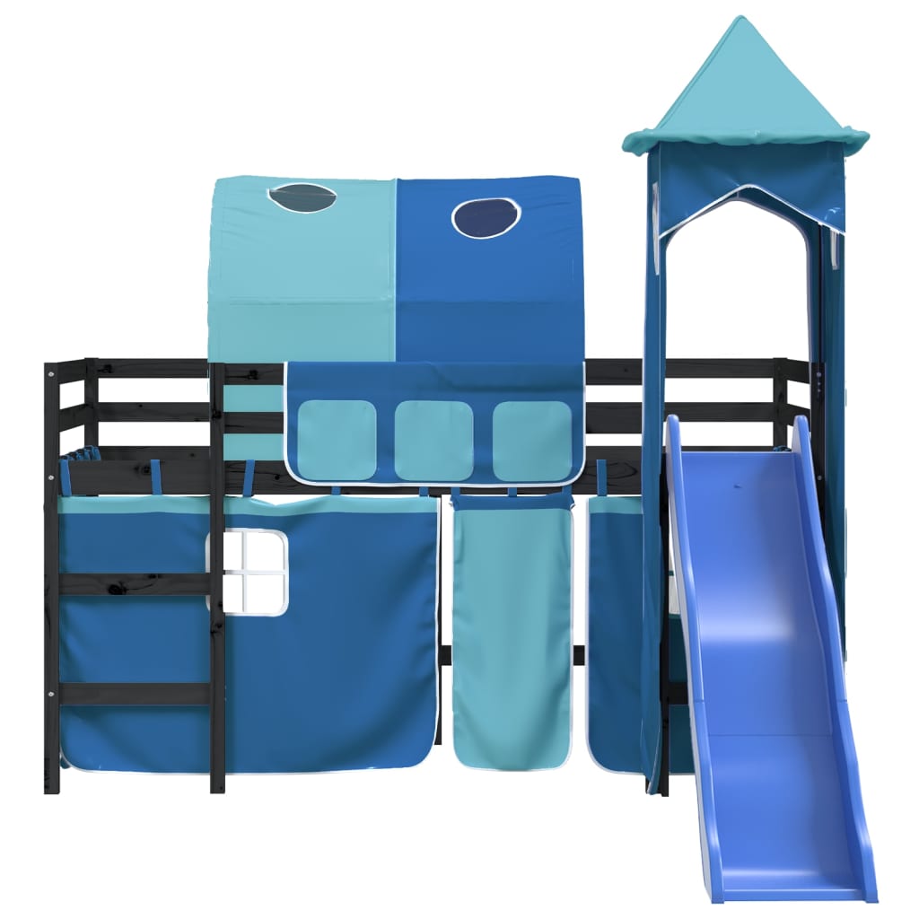 vidaXL Lit mezzanine enfants avec tour bleu 80x200cm bois pin massif