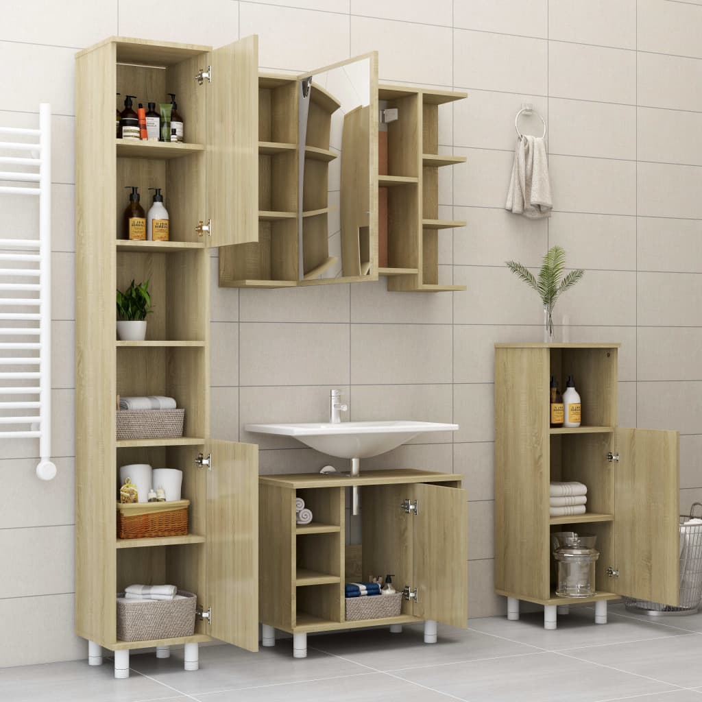 vidaXL Armoire de salle de bain Chêne sonoma Bois d'ingénierie