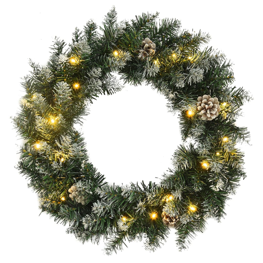 vidaXL Couronne de Noël avec lumières LED Vert 60 cm PVC