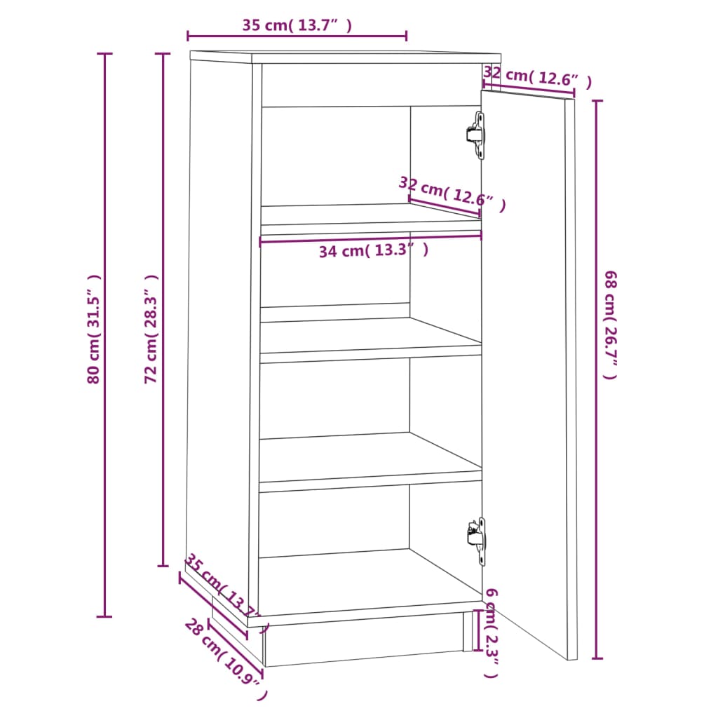 vidaXL Armoire à chaussures Blanc 35x35x80 cm Bois de pin massif