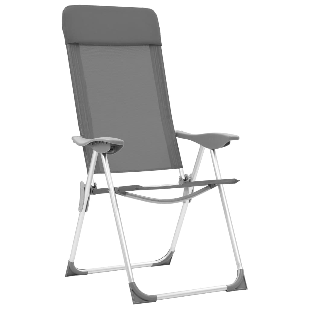 vidaXL Chaises de camping pliables lot de 2 Gris Aluminium