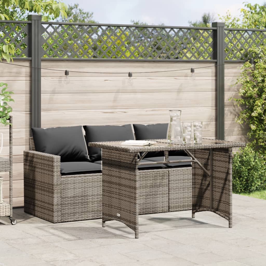 vidaXL Ensemble à manger de jardin et coussins 2 pcs gris rotin