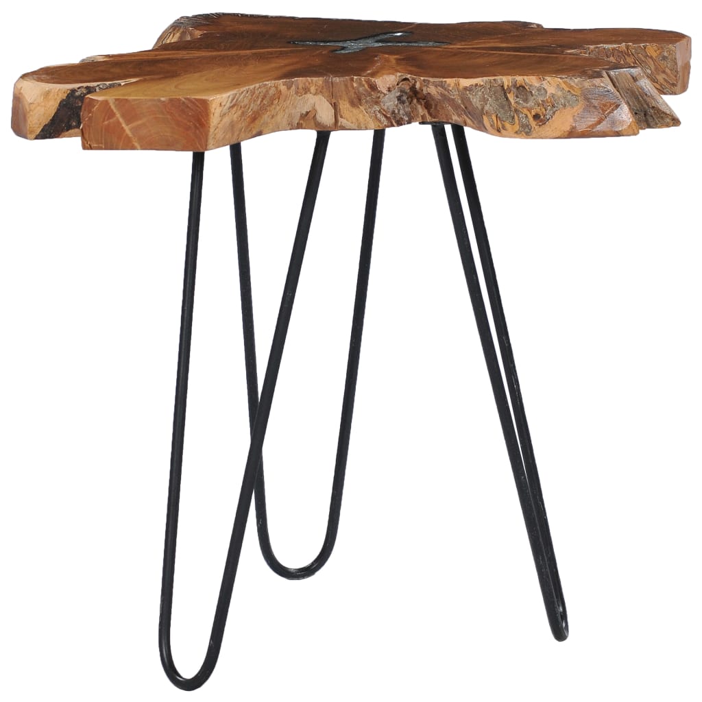 vidaXL Table basse 70x45 cm Bois de teck massif et polyrésine