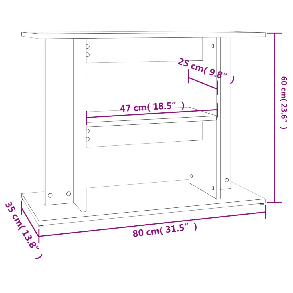 vidaXL Support pour aquarium sonoma gris 80x35x60 cm bois d'ingénierie