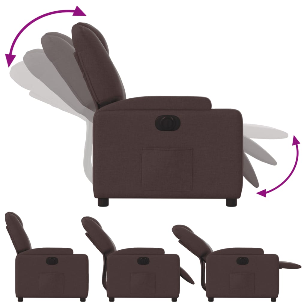 vidaXL Fauteuil inclinable électrique Marron foncé Tissu