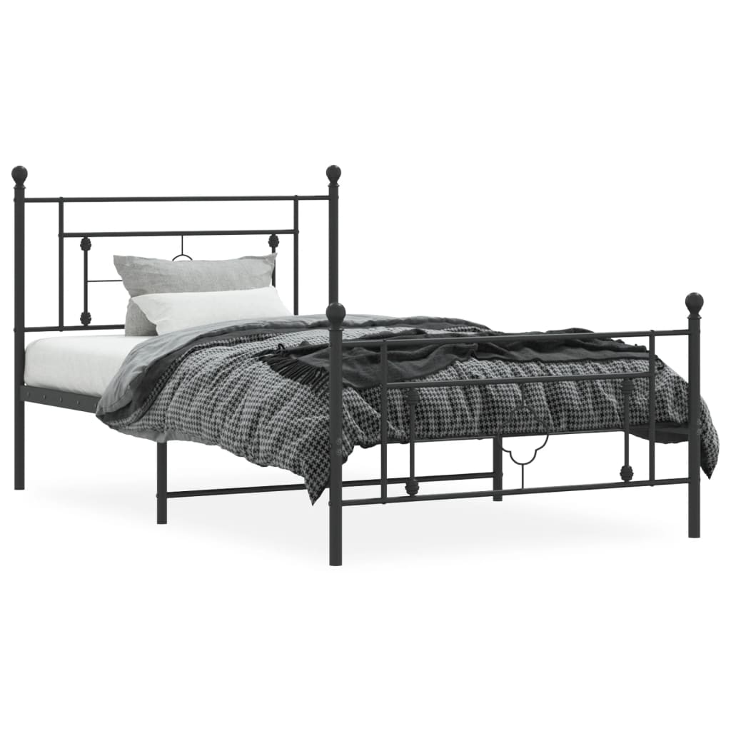 vidaXL Cadre de lit métal sans matelas avec pied de lit noir 107x203cm