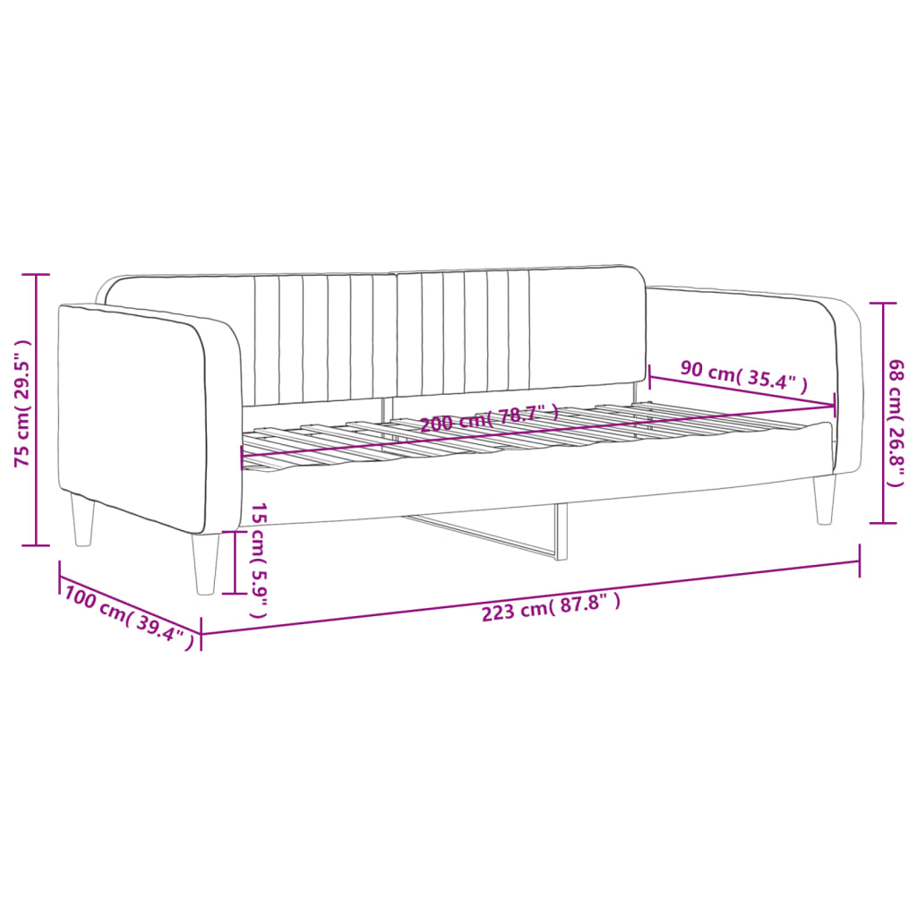 vidaXL Lit de repos vert foncé 90x200 cm velours