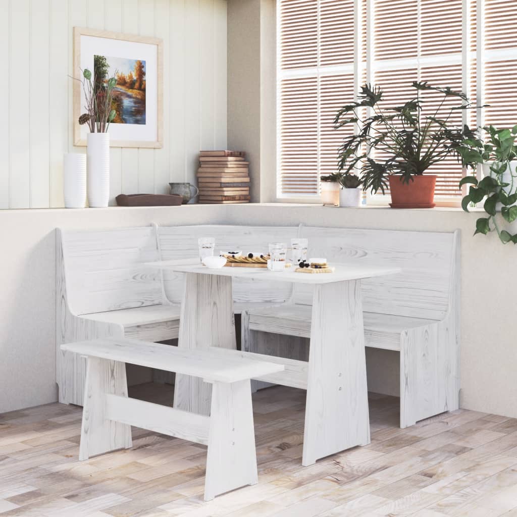 vidaXL Ensemble à manger REINE 3 pcs blanc bois de pin massif