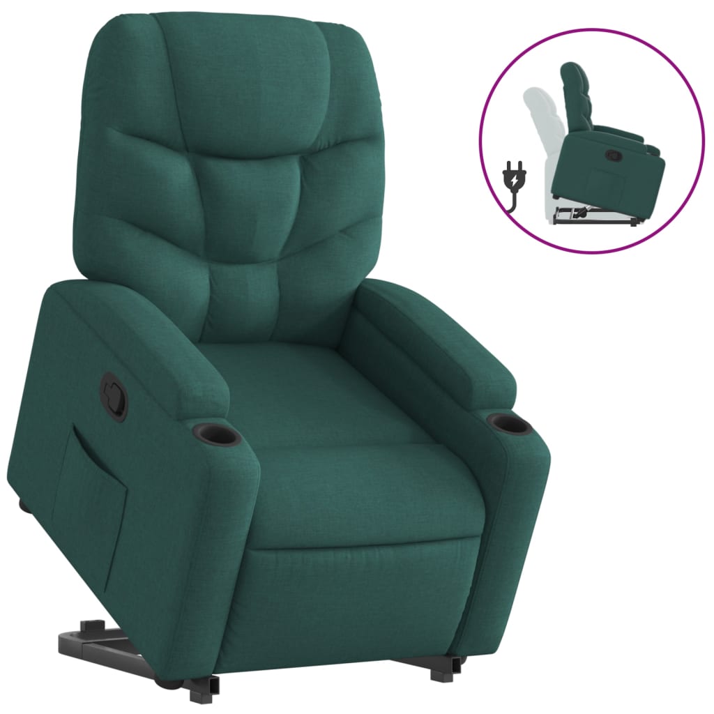 vidaXL Fauteuil inclinable vert foncé tissu