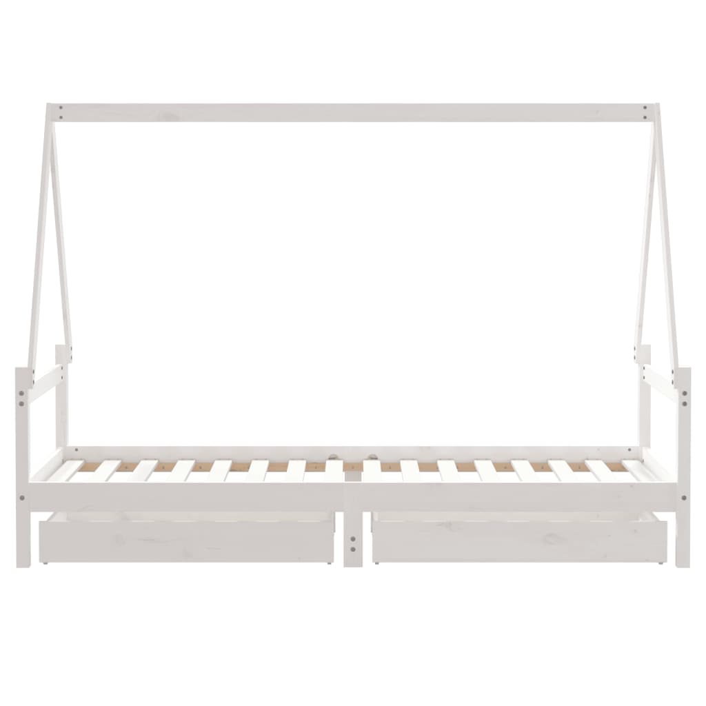 vidaXL Cadre de lit enfant tiroirs blanc 90x200 cm bois de pin massif