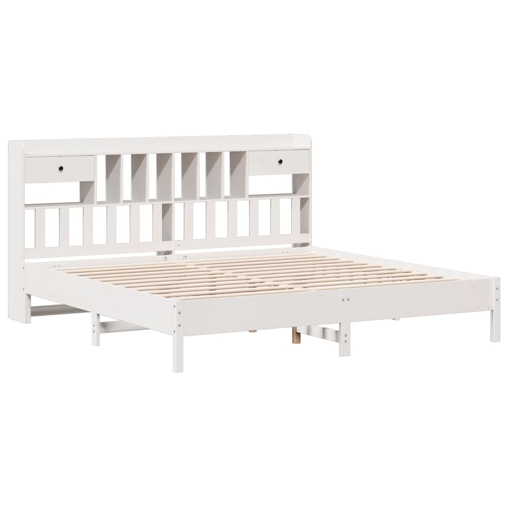 vidaXL Lit bibliothèque sans matelas blanc 180x200 cm bois pin massif