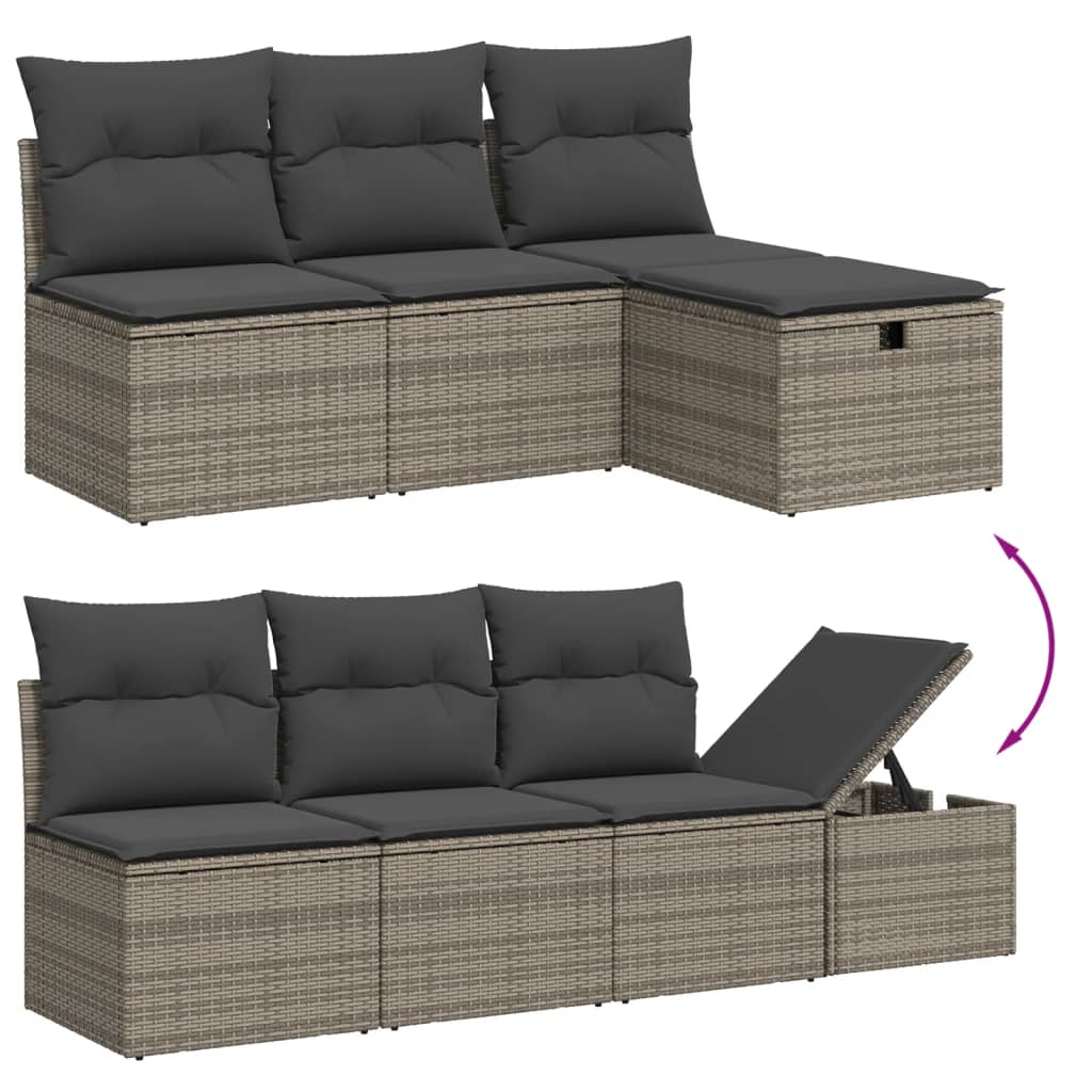 vidaXL Salon de jardin 8 pcs avec coussins gris résine tressée