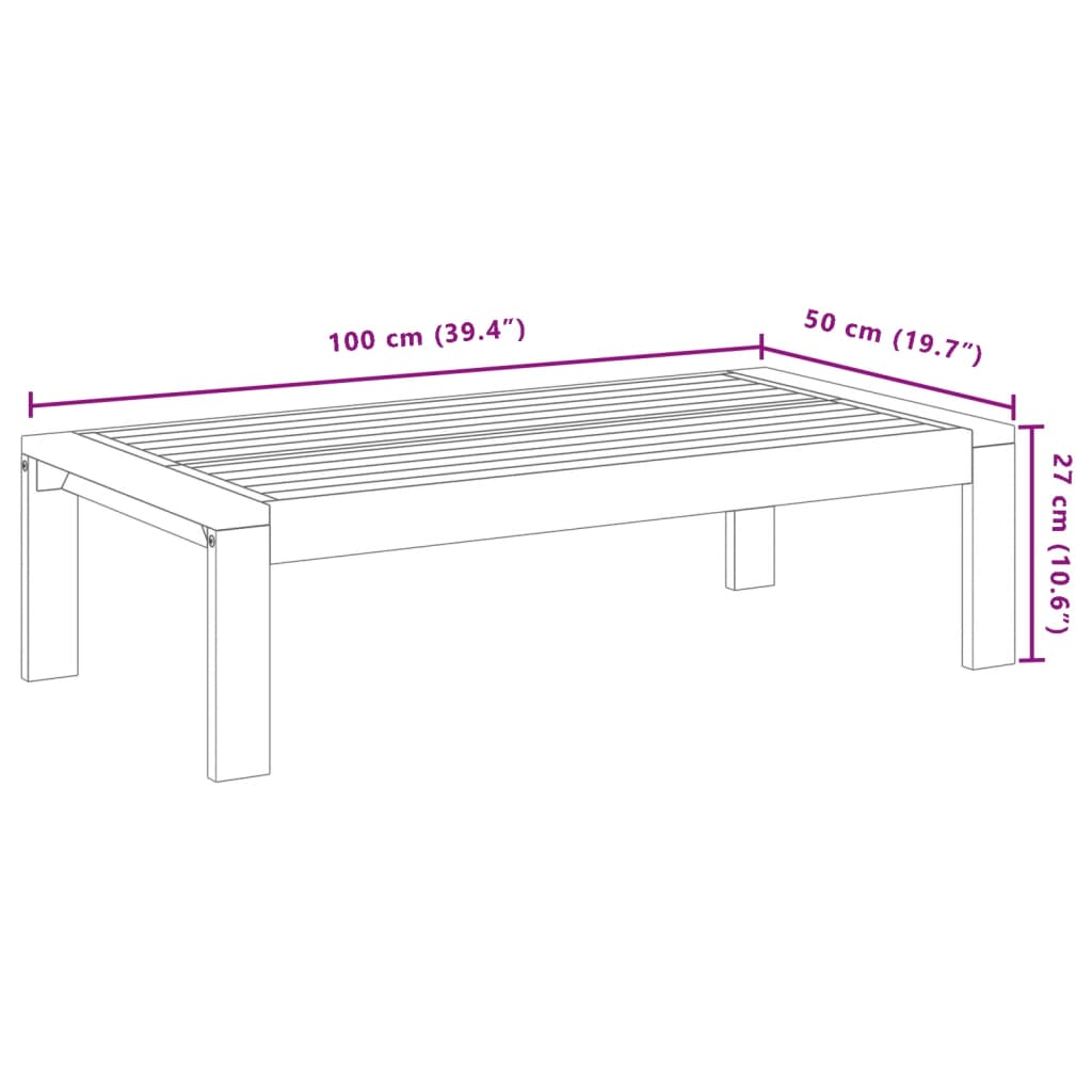 vidaXL Table de jardin 100x50x27 cm bois d'acacia solide