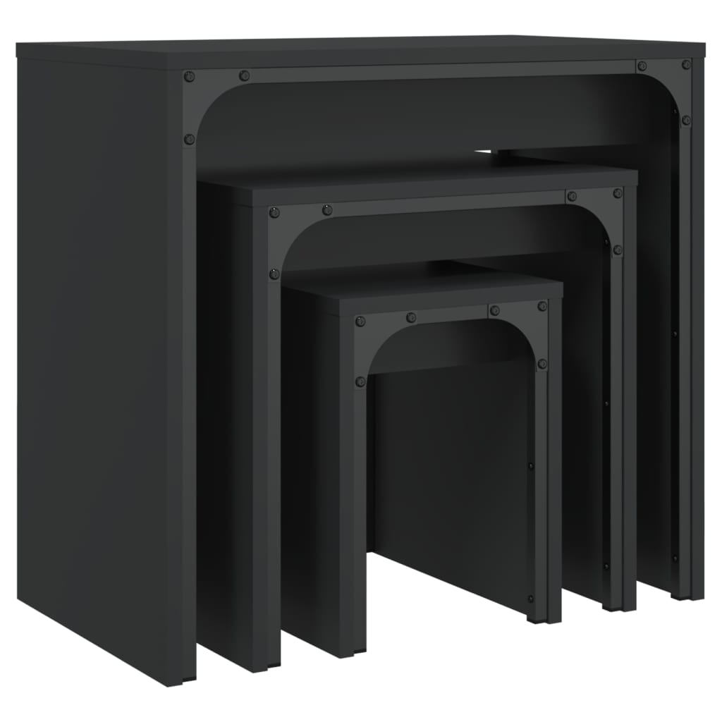 vidaXL Tables basses gigognes 3 pcs noir bois d'ingénierie