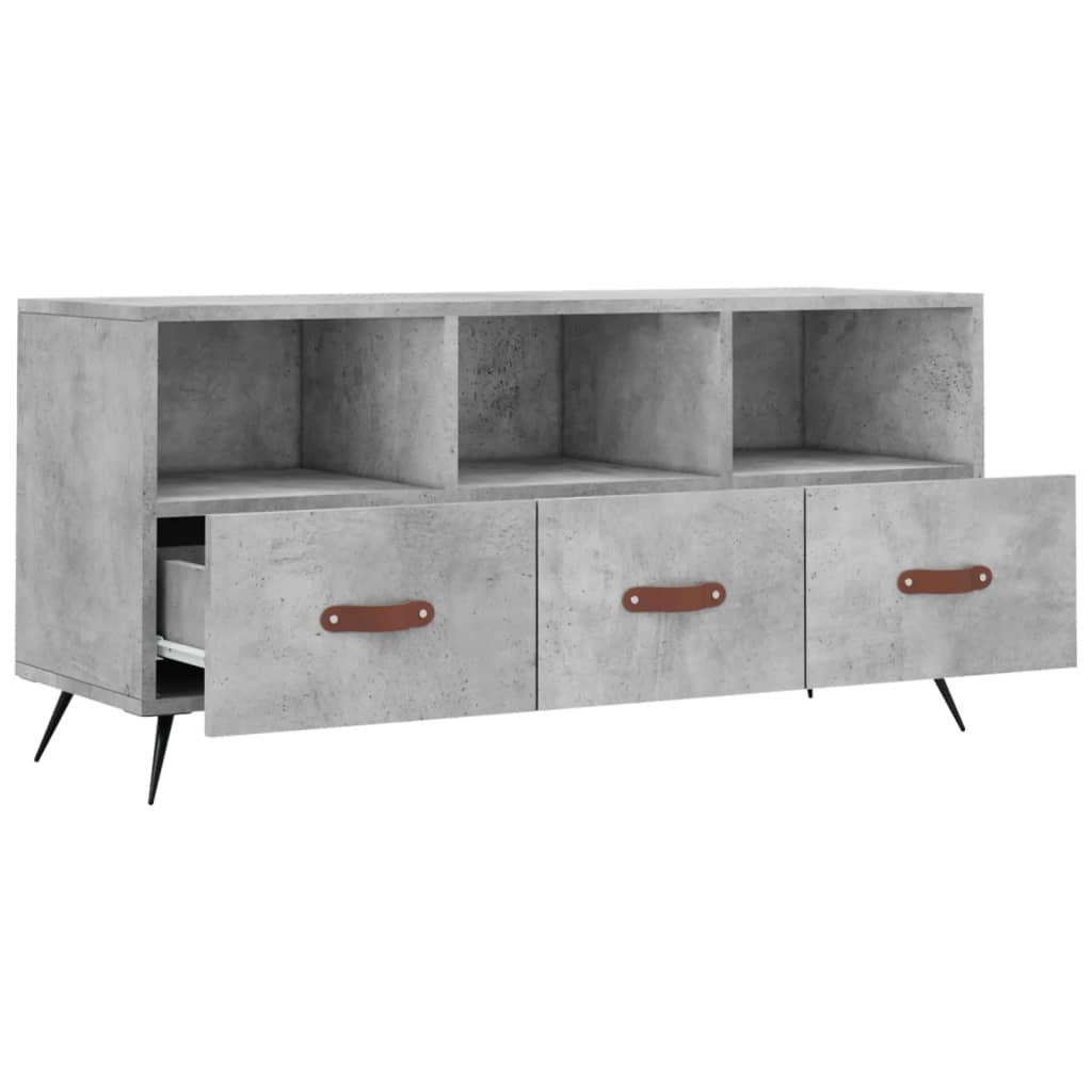 vidaXL Meuble TV gris béton 102x36x50 cm bois d'ingénierie