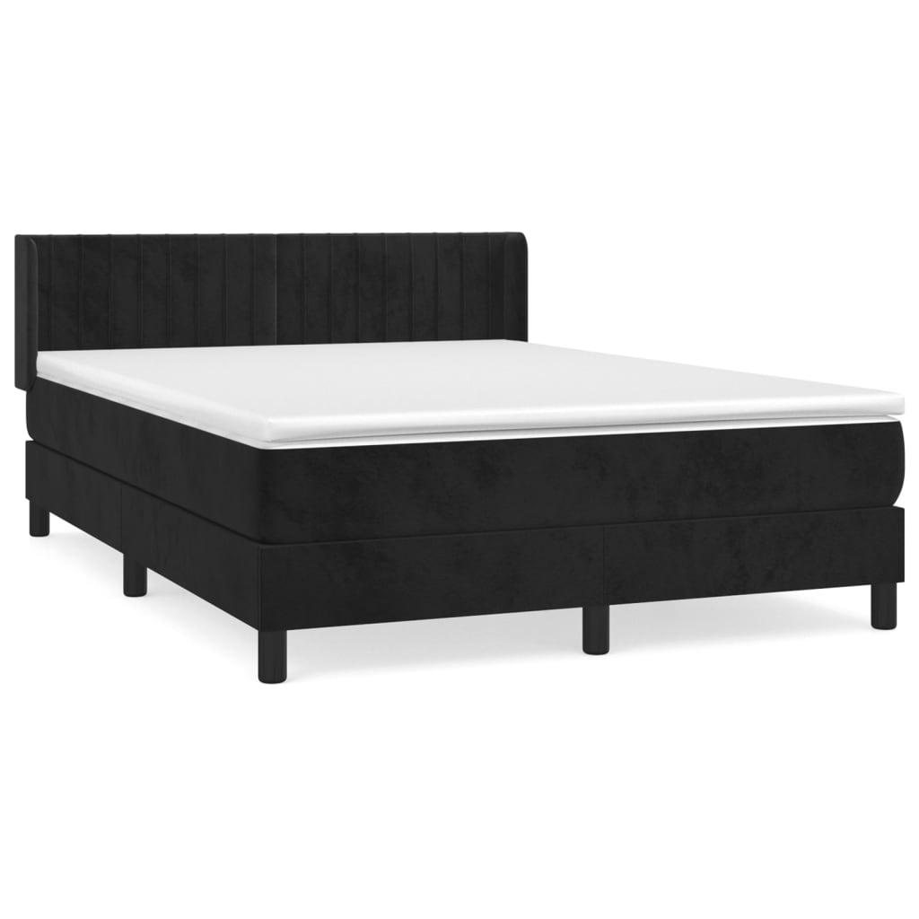 vidaXL Sommier à lattes de lit avec matelas Noir 140x190 cm Velours