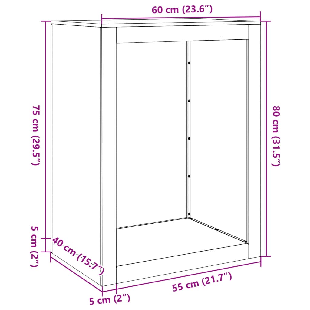 vidaXL Portant de bois de chauffage blanc 60x40x80 cm acier