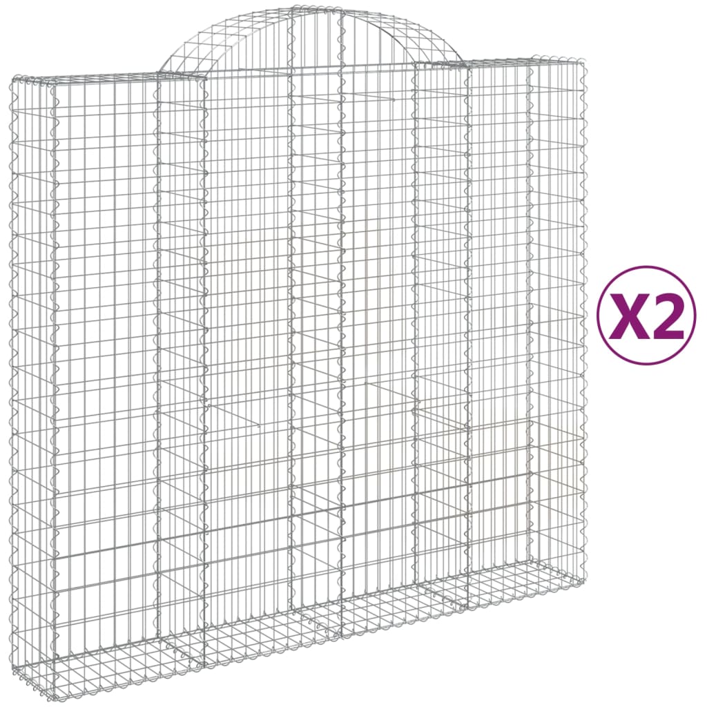 vidaXL Paniers à gabions arqués 2 pcs 200x50x180/200 cm Fer galvanisé