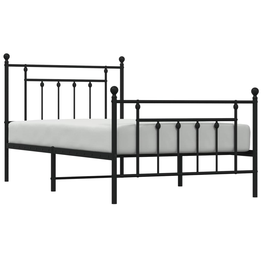 vidaXL Cadre de lit métal sans matelas avec pied de lit noir 100x190cm