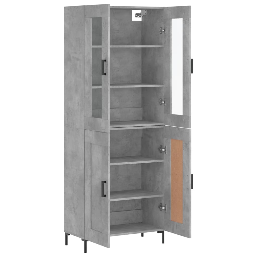 vidaXL Buffet haut Gris béton 69,5x34x180 cm Bois d'ingénierie