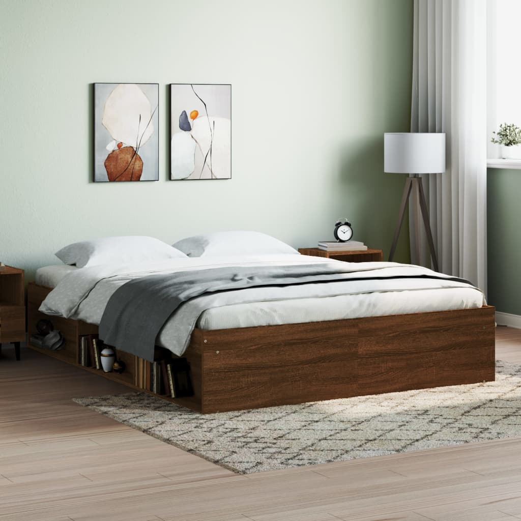 vidaXL Cadre de lit sans matelas chêne marron 140x200 cm