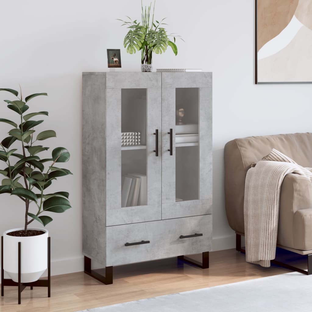 vidaXL Buffet haut gris béton 69,5x31x115 cm bois d'ingénierie