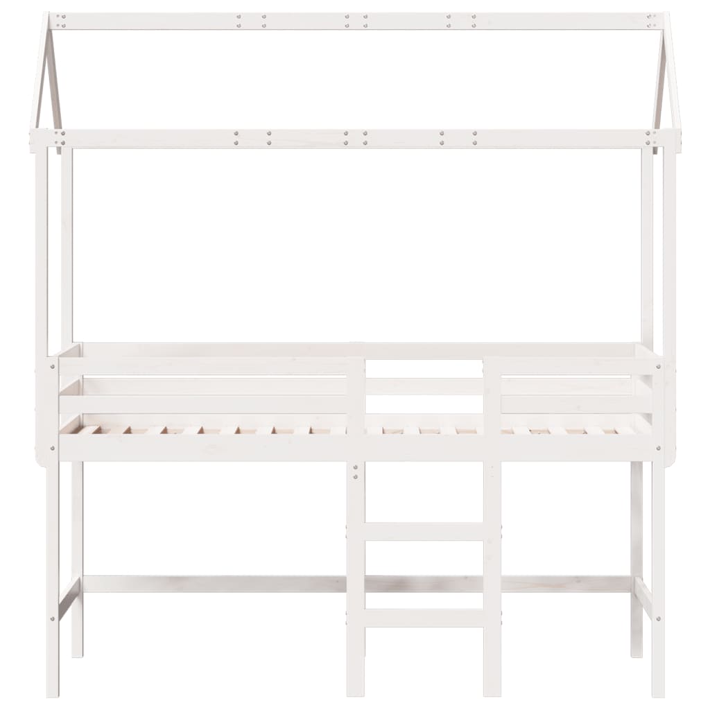 vidaXL Lit superposé et échelle et toit blanc 80x200cm bois pin massif