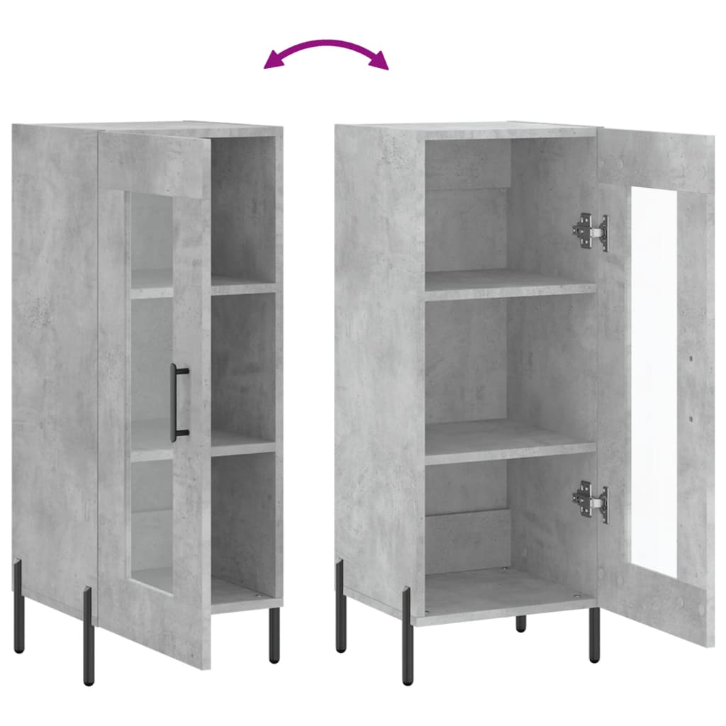 vidaXL Buffet Gris béton 34,5x34x90 cm Bois d'ingénierie