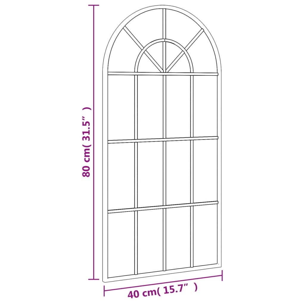 vidaXL Miroir mural noir 40x80 cm arche fer