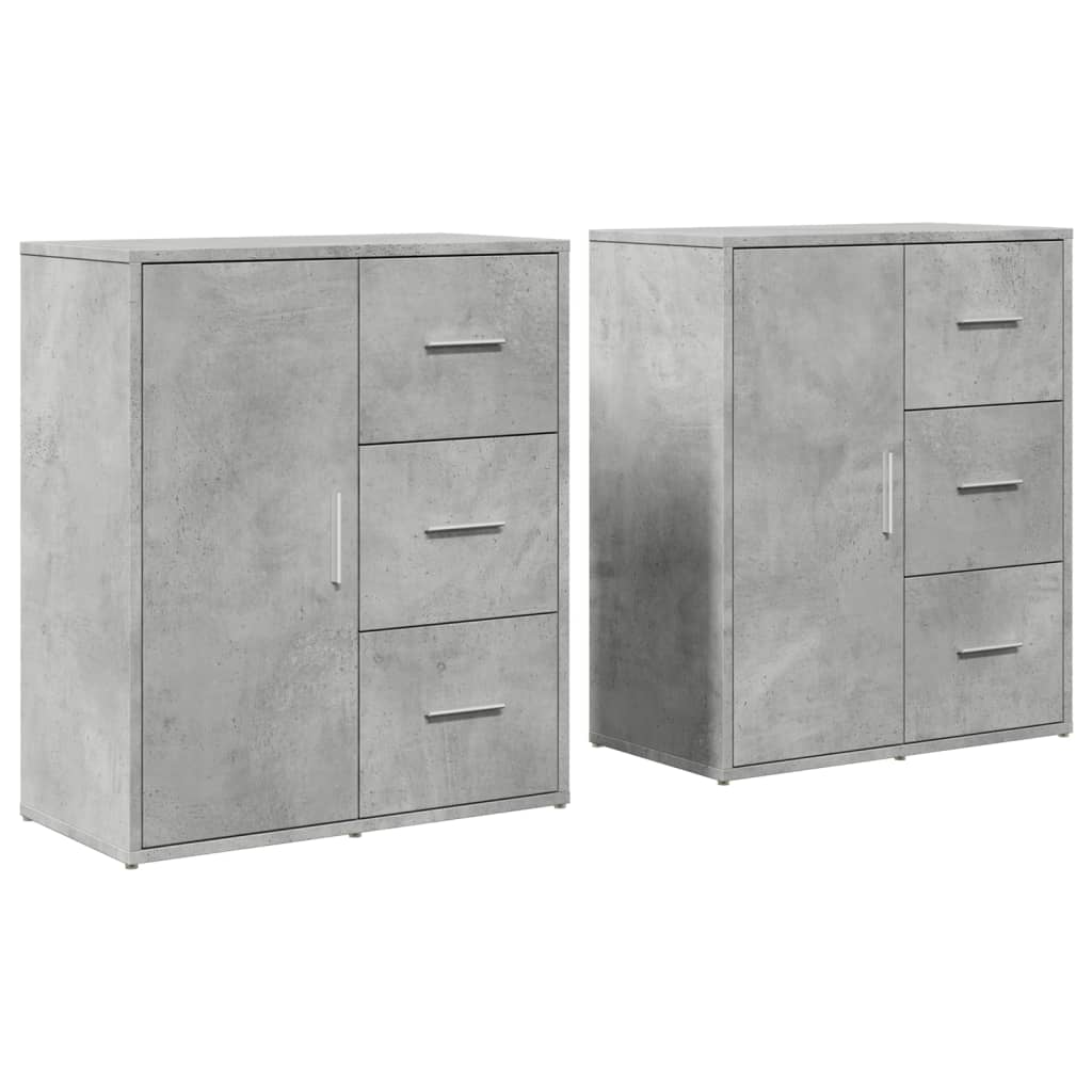 vidaXL Buffets 2 pcs gris béton 60x31x70 cm bois d'ingénierie