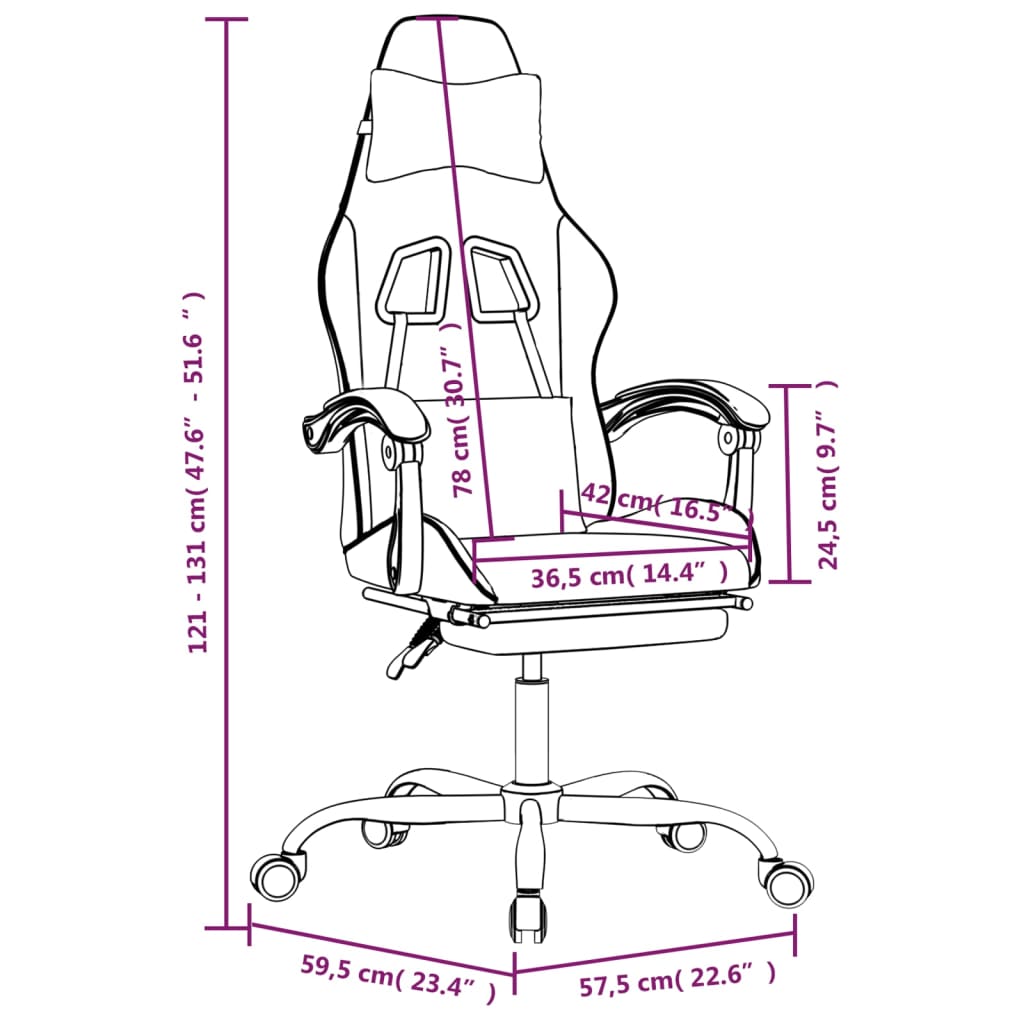 vidaXL Chaise de jeu pivotante et repose-pied Blanc et rose Similicuir