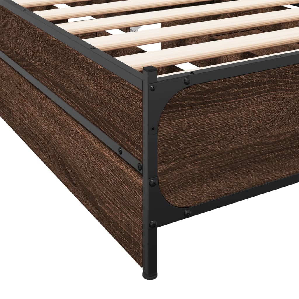 vidaXL Cadre de lit avec tiroirs sans matelas chêne marron 90x200 cm