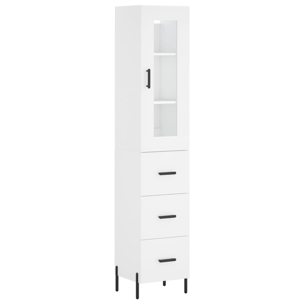 vidaXL Buffet haut Blanc 34,5x34x180 cm Bois d'ingénierie