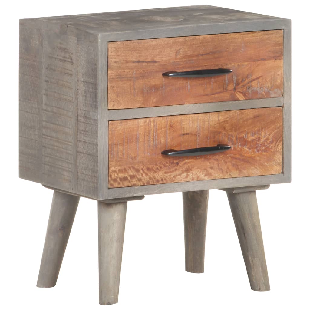 vidaXL Table de chevet Gris 40x30x50 cm Bois massif de manguier brut