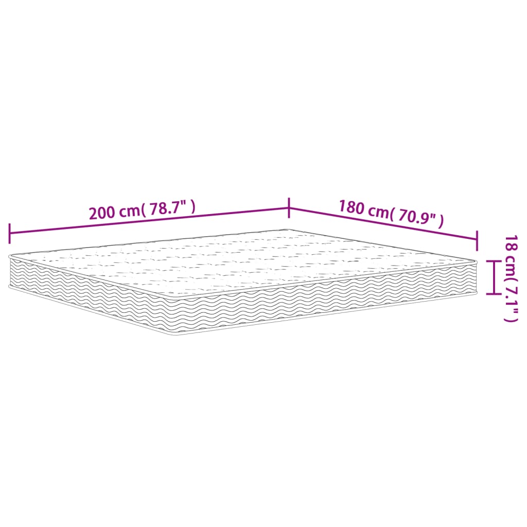 vidaXL Matelas à ressorts bonnell moyen 180x200 cm