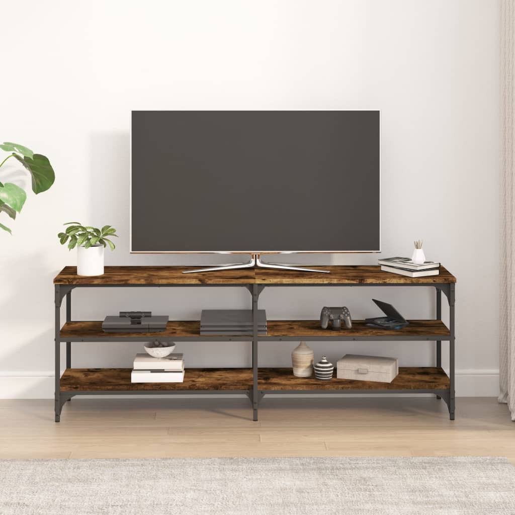 vidaXL Meuble TV chêne fumé 140x30x50 cm bois d'ingénierie