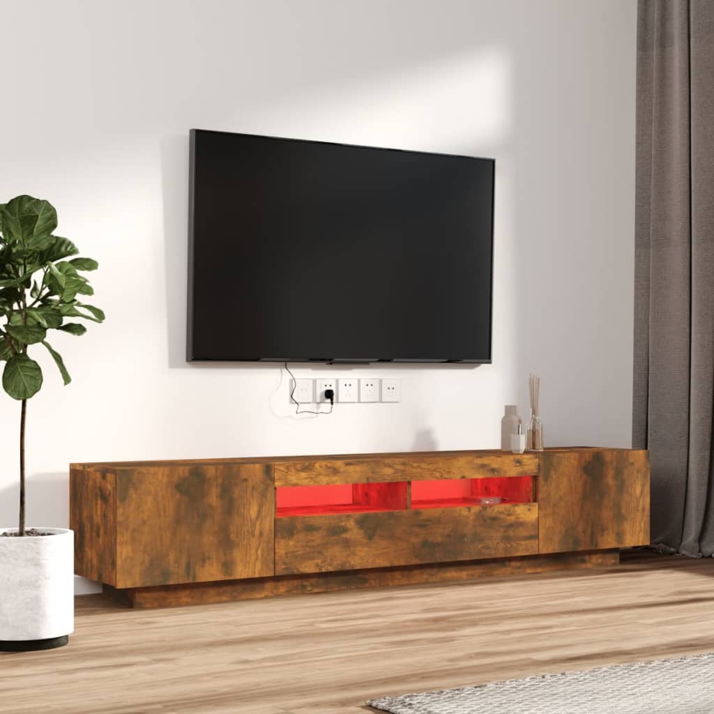 vidaXL Ensemble de meubles TV avec lumières LED 2 pcs Chêne fumé