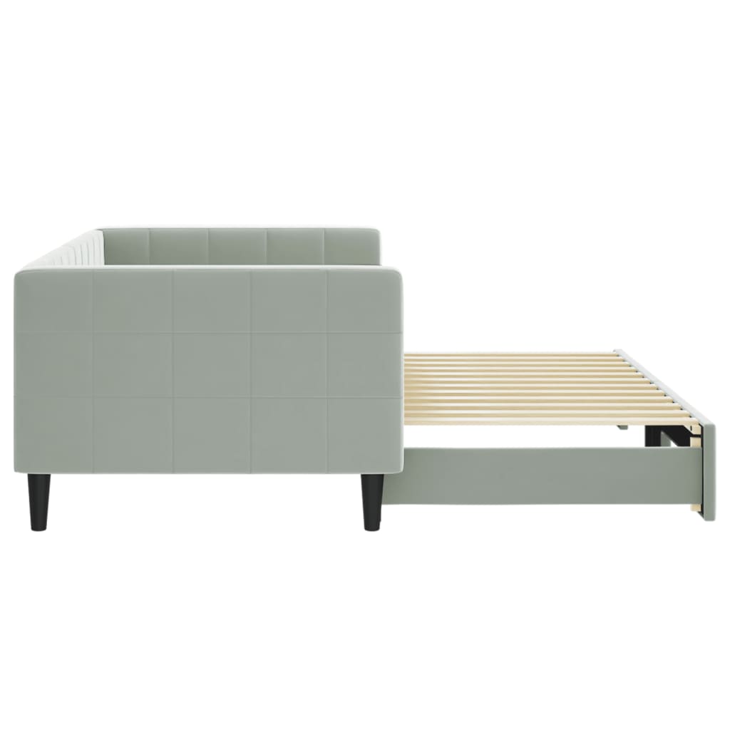 vidaXL Lit de jour avec gigogne sans matelas gris clair 90x200 cm