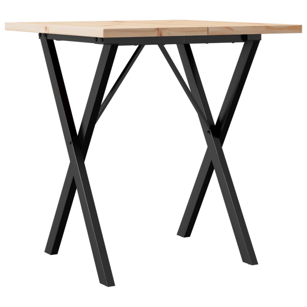 vidaXL Table à manger cadre en X 70x70x75,5cm bois de pin massif fonte