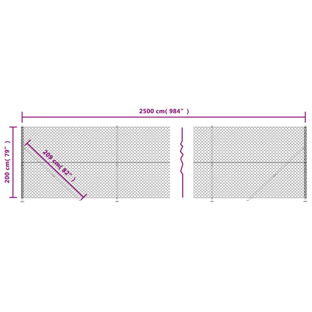 vidaXL Clôture à mailles losangées avec bride anthracite 2x25 m