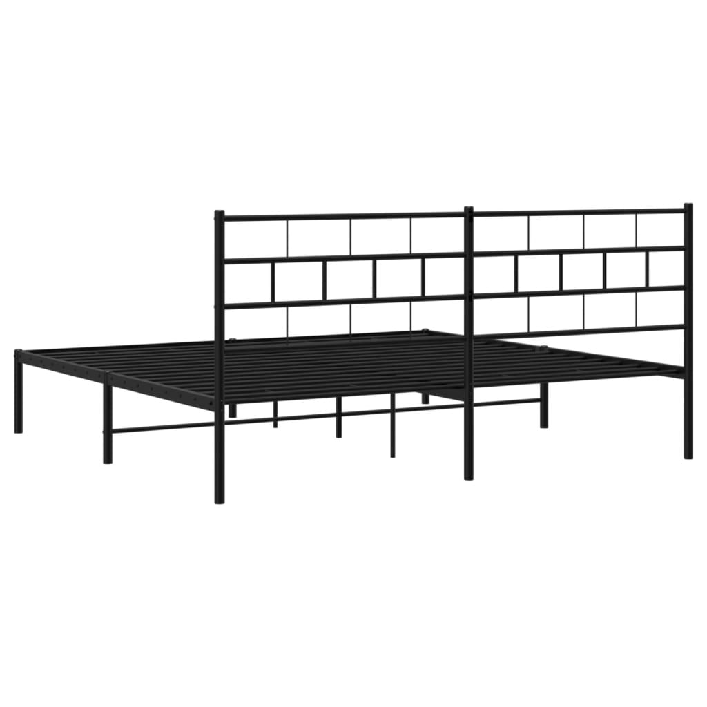 vidaXL Cadre de lit métal sans matelas avec tête de lit noir 193x203cm