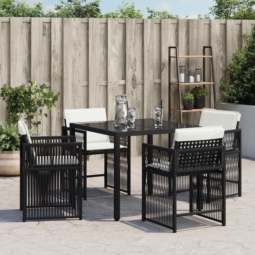 vidaXL Chaises de jardin lot de 4 avec coussins noir résine tressée